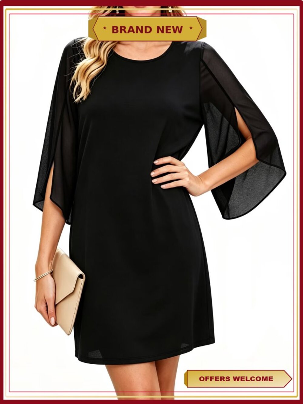 Women Summer Flowy Midi Dress Bell Sleeve Casual Cocktail Sundress
